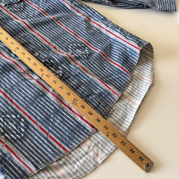 Wrangler Vtg 90s Cowboy Cut Striped Western Button Down Shirt Mens 15.5 X-LONG - Picture 7 of 7